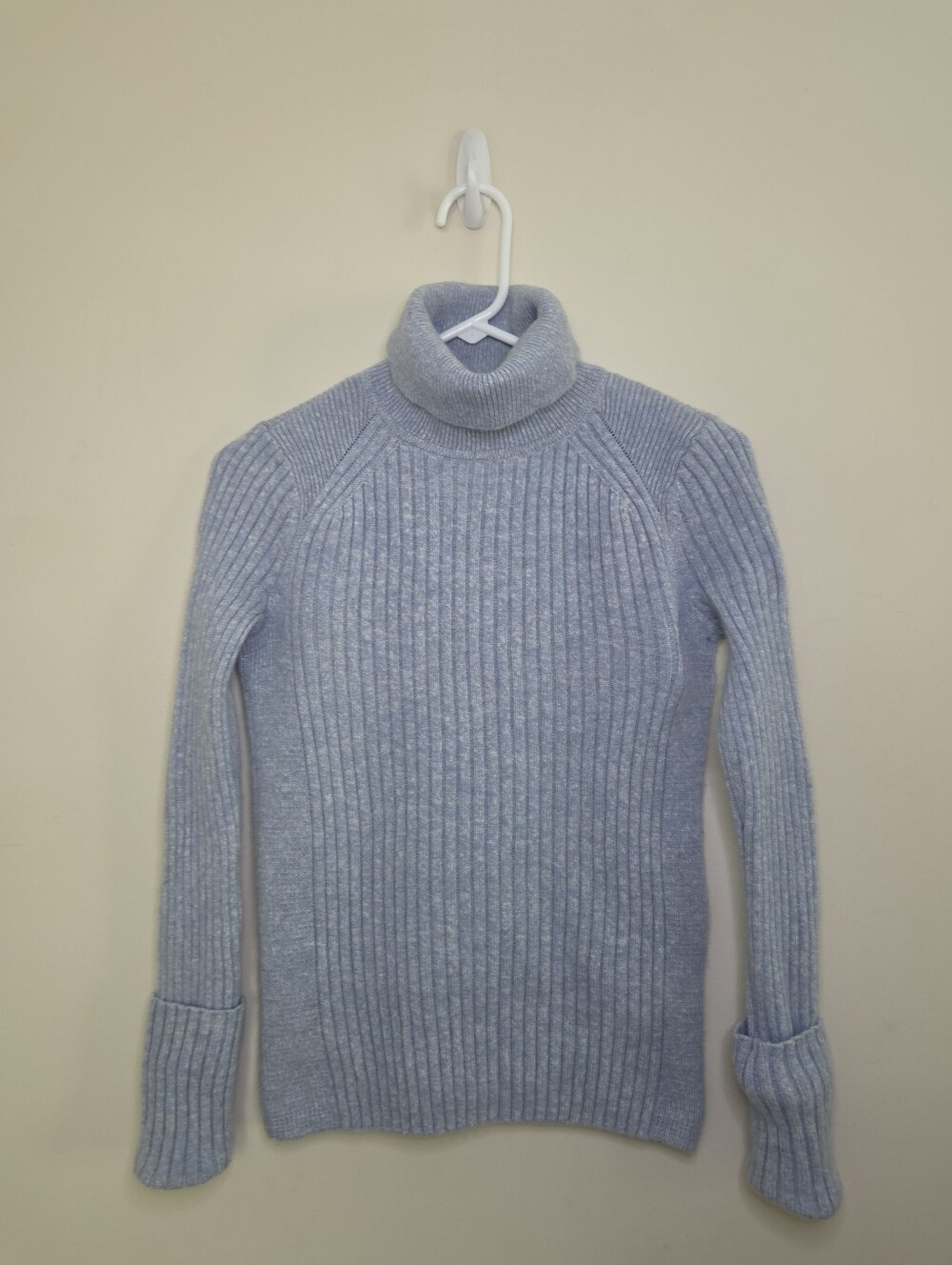 Women's Club Monaco Blue Ribbed Turtleneck Sweater Sz XS